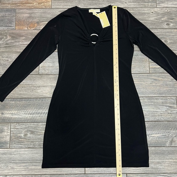 NWT $140 Michael Kors Black O-ring Dress Size Medium L/S Sheath Dress - Picture 7 of 16